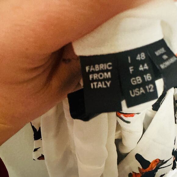 DEREK LAM White Floral Print Camisole Button Front Waist Tie Midi Dress Size 12 - Picture 13 of 16